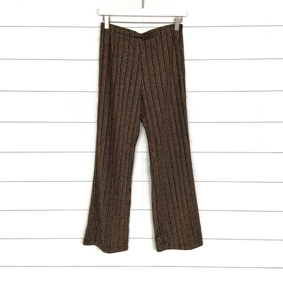 REFORMATION Alix Pant Black Gold Sparkle Metallic Shimmer Crop Kick Flare Medium - Picture 2 of 6